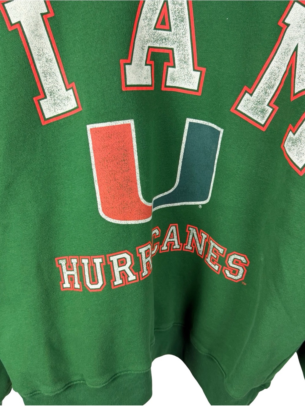 Mens Y2K Hollister Miami Hurricanes Vintage Style Spellout Sweatshirt Size L - Picture 5 of 8
